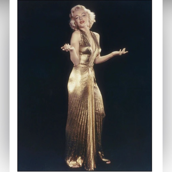 Stunning Vintage New Leaf by Samir Gold Accordion Pleated 70s Dress 9/10 - Picture 5 of 9